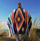 Mexican Blanket ~ Aztec Diamond Design (Steel Blue) - SHIPS FREE!