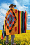 Mexican Blanket ~ Aztec Diamond Design (Mustard) - SHIPS FREE!