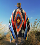 Mexican Blanket ~ Aztec Diamond Design (Steel Blue) - SHIPS FREE!