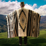 Mexican Blanket ~ 100% Wool (Black + Brown) - SHIPS FREE!