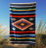 Mexican Blanket ~ Aztec Diamond Design (Steel Blue) - SHIPS FREE!