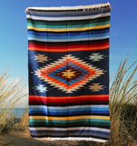 Mexican Blanket ~ Aztec Diamond Design (Steel Blue) - SHIPS FREE!