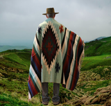 Mexican Blanket ~ Aztec Diamond Design (Powder Blue/Red) - SHIPS FREE!