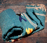 Mexican Blanket ~ Manta de Pescado (Teal/Gold) - SHIPS FREE!