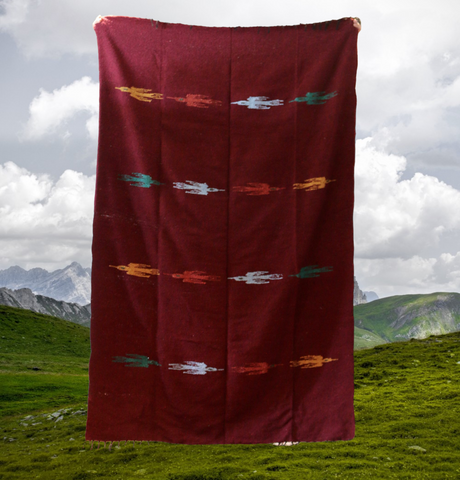 Mexican Blanket ~ Thunderbird (Wine) - SHIPS FREE!
