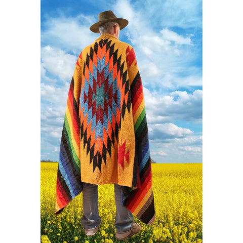 Mexican Blanket ~ Aztec Diamond Design (Mustard) - SHIPS FREE!