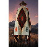 Mexican Blanket ~ Aztec Diamond Design (Powder Blue/Red) - SHIPS FREE!