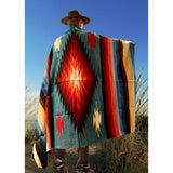 Mexican Blanket ~ Aztec Diamond Design (Teal) - SHIPS FREE!